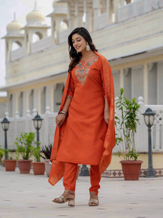Kurti, Pant, Dupatta Fabric :- Premium Roman Silk Work :- Coding Embroidery With